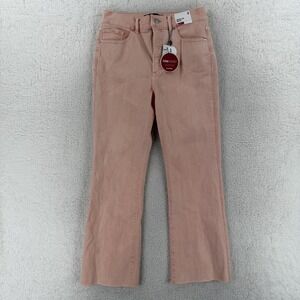 Express Denim Perfect Cropped Flare Jeans Womens 8 Pink High Rise Stretch Denim
